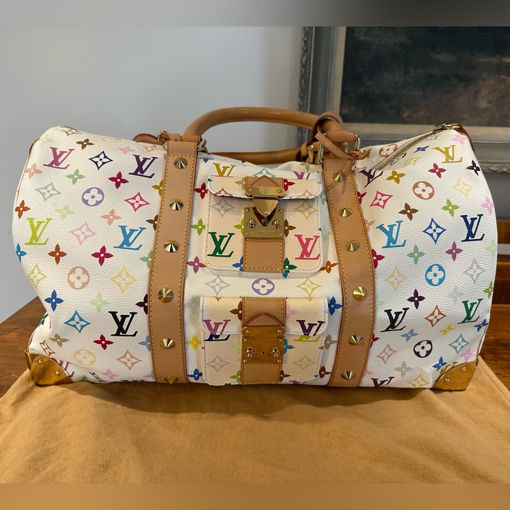 Louis Vuitton x Takashi Murakami Keepall 45. Monogram White Multicolor